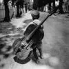 Roma boy with bass, Hungary, 1931, unique signed gelatin silver print 30,5x28,5cm, framed with museumglass