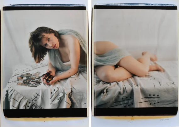 Selfportrait on Polaroid 50x60cm (two separate prints), 1985, vintage